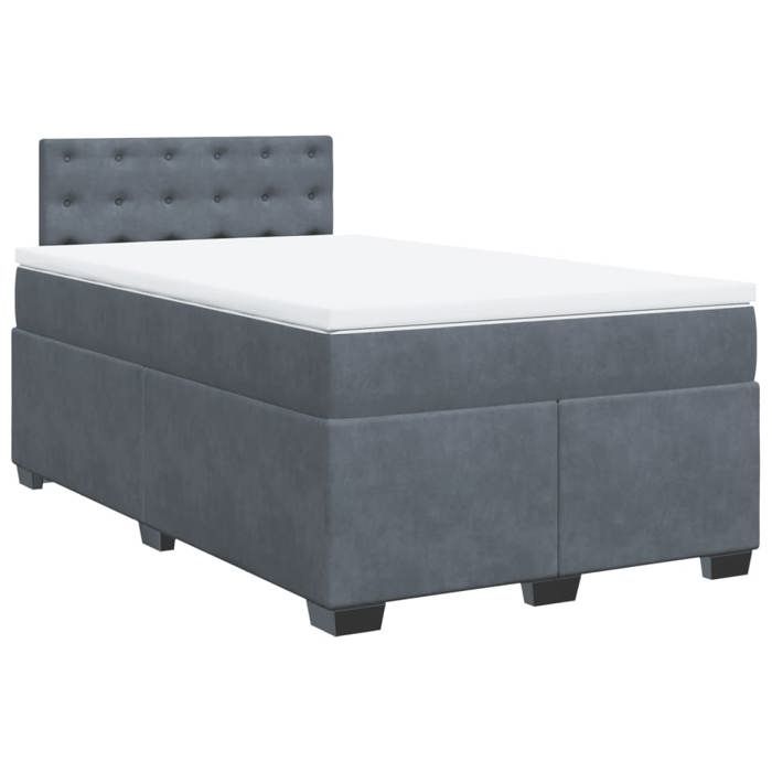VidaXL Sommier à lattes de lit et matelas gris foncé 120x190cm velours, lit, lit à plate-forme, lit à panneaux, meuble de 3288571