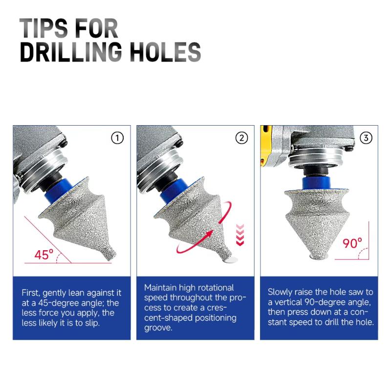 Diamond Beveling Chamfer Bit Drilling Hole Core Drill Bit Arc Grinding Trimming Marble Tile Ceramic 5/8"-11 M14 Thread