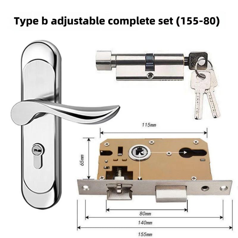 Universal Stainless Steel Indoor Door Lock Adjustable Wooden Door Handle for Bedroom Security Tamper-Free Household Safety