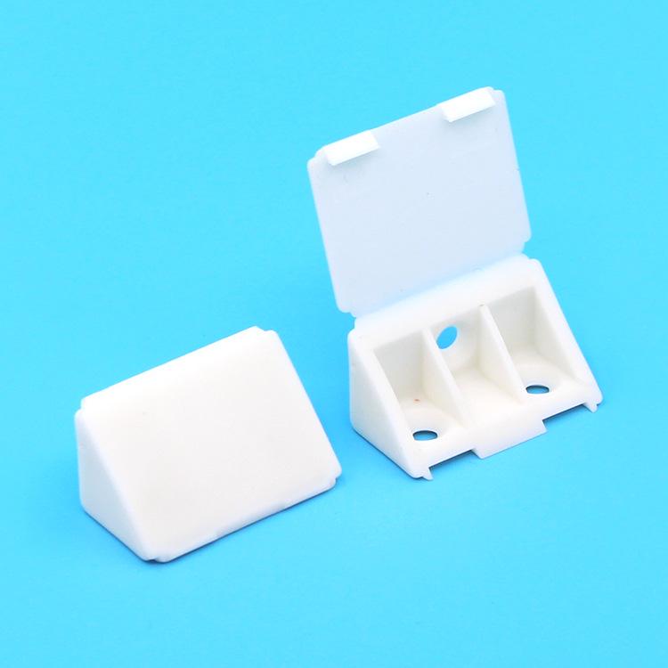 Thickened White Nylon Corner Bracket, L-Shaped 90 Degree, Triangular with Cover for Furniture Cabinet Connector
