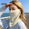 Face Neck Sun Guard Women Protection Mask, Cotton Dot Print UV Foldable Portable Gaiter Cover, Scarf for Driving Cycling Camping Outdoor Travel