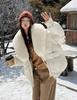 Women’s Short Big Fur Collar Warm Winter Jacket With Raglan Sleeves