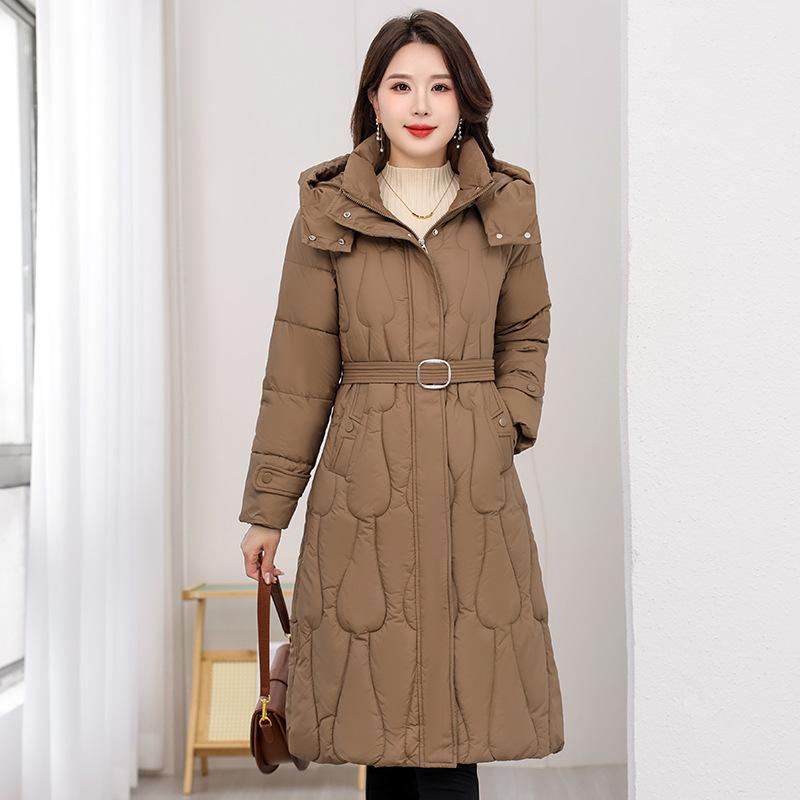 Winter New Style Figure-flattering Over Knee Medium and Long Cotton-padded Clothes 2025 Down Cotton Coat