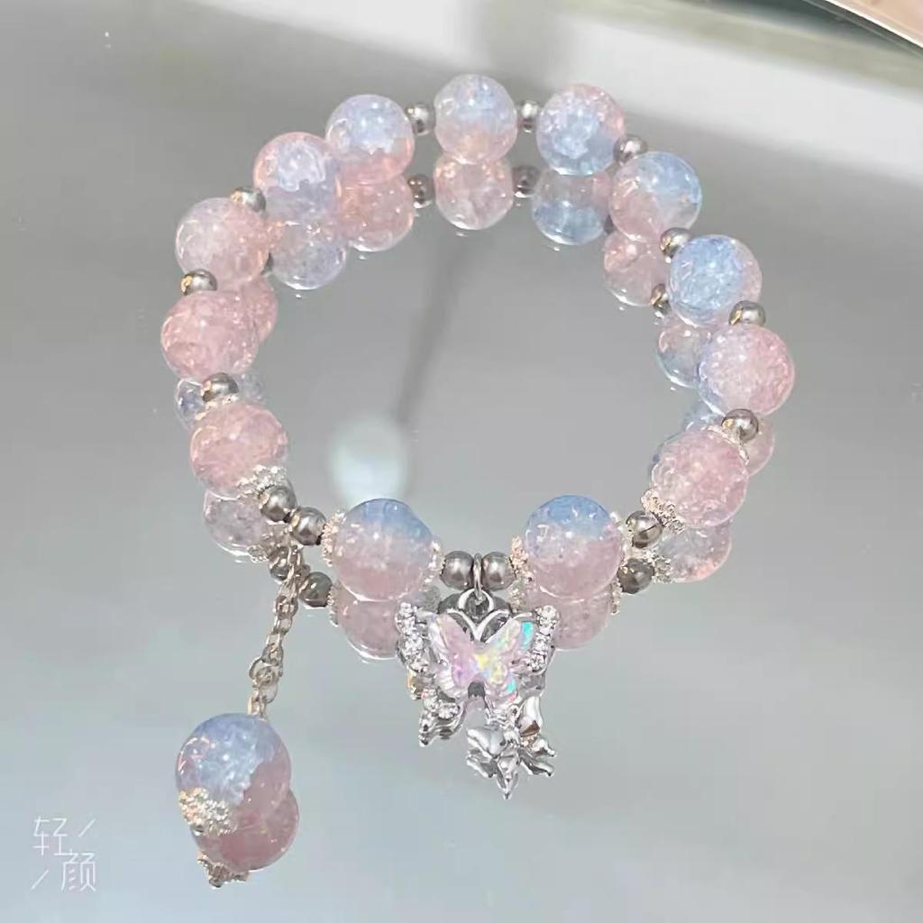 Elegant Crystal Butterfly Beaded Bracelet