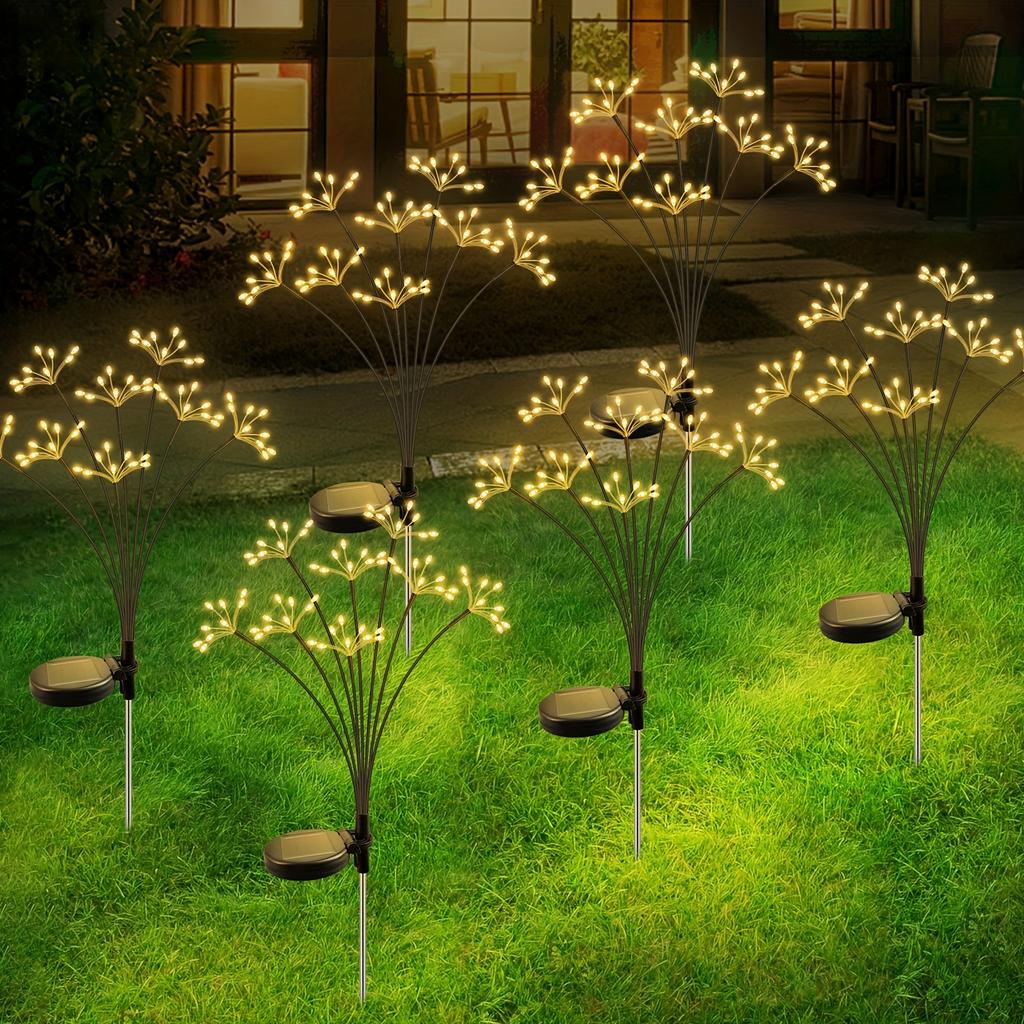 Solar WaterproSwaying Starburst Garden Lights for Outdoor Decor, Ideal for Yard, Patio, Pathways. Perfect Gift for Women, Warm White