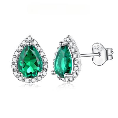Boucles d'oreilles vintage en argent sterling 100 % 925 avec émeraude et pierres précieuses