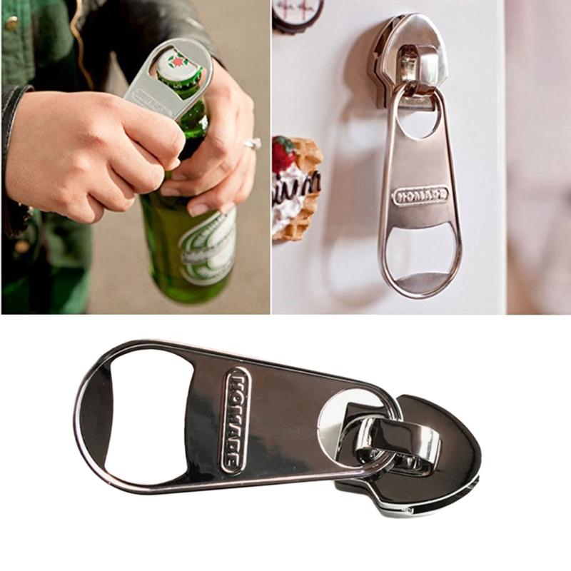 Unique Zippers Shaped Bottle Lid Remover Practical Magnetic Beer Bottle Opener Portable Fridge Can Opener for Parties