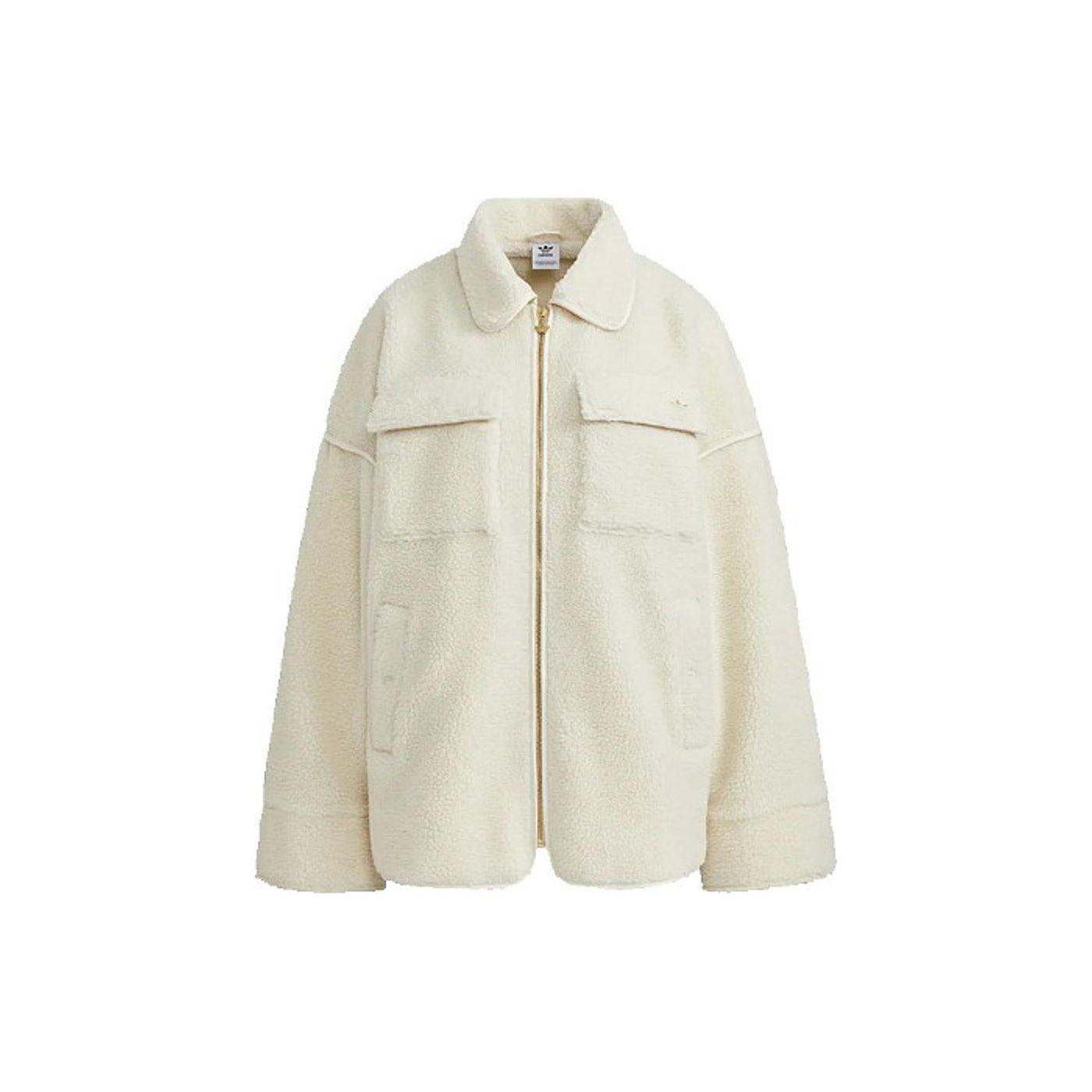 adidas Originals Women s White Sherpa Fleece Jacket HC6602 36