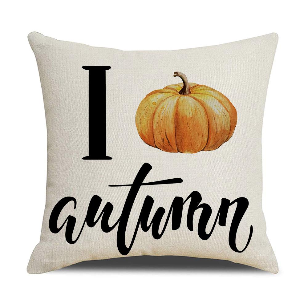 New Pumpkin Maple Leaf Autumn Thanksgiving Pillow Ins Nordic Linen Cushion Cushion Cover Home Products