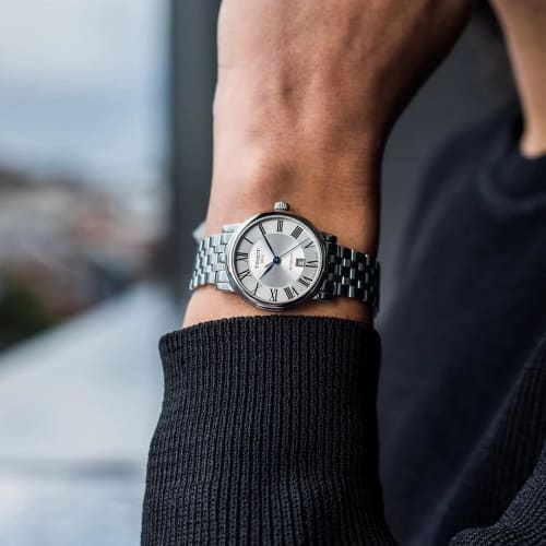 Tissot Carson Watch with Bracelet and Silver Dial, Officially Imported, Men's, Model T1224071103300