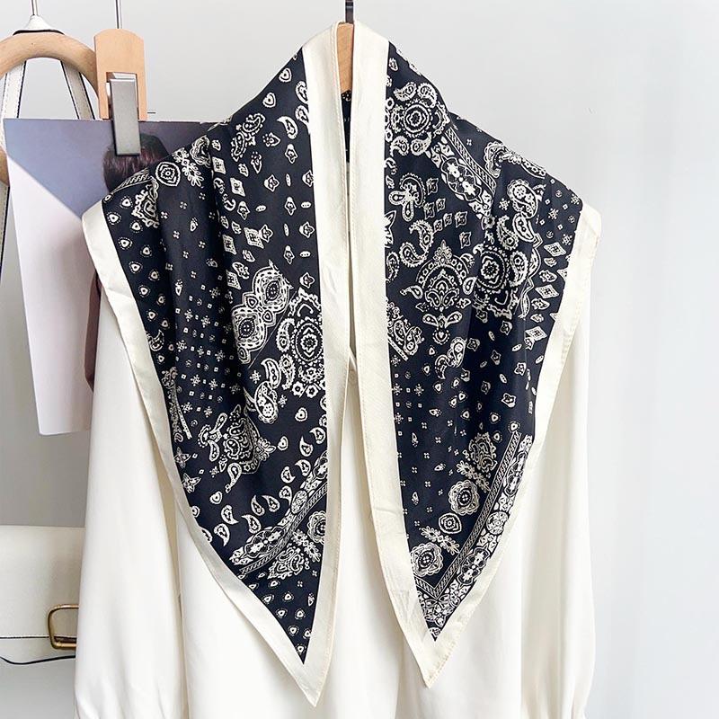 Matching Shirt French British Cashew Silk Scarf Neck High-end Shawl Triangle Scarf Belt Thin Waist Scarf