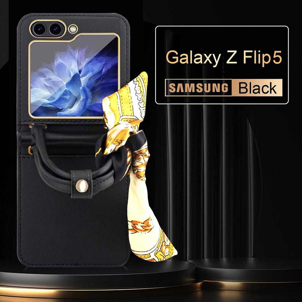 Stylish Silk Scarf Handheld Case for Samsung Z Flip 6, 3/4/5 Gen. - Elegant Cross-Border Design for Women.