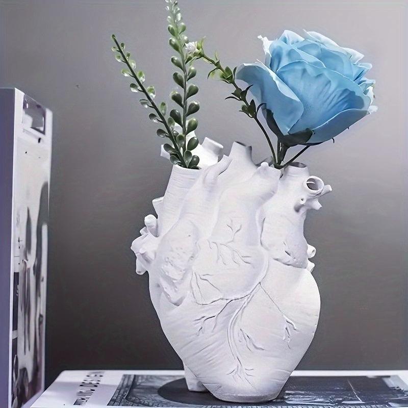 White heart vase resin ornament countertop living room vase dining table dried flower vase
