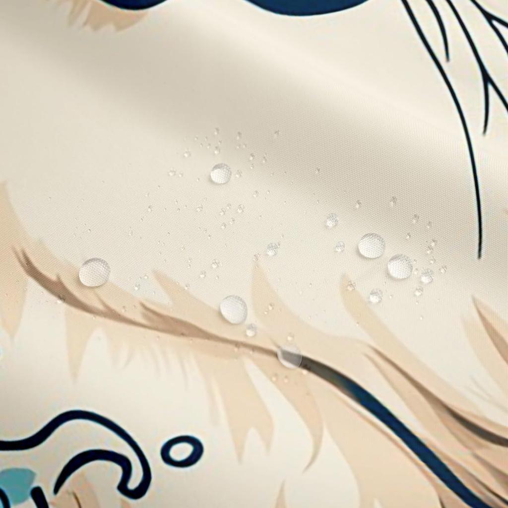 Cat Shower Curtain Japanese Style Bathroom Shower Curtain Sets for Kids Boys Girls Teens,Ocean Wave Fabric Shower Curtain