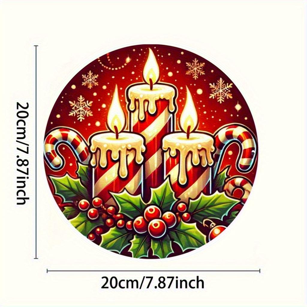 Vintage Christmas D Relief Art High Definition Metal Wall Art Set of Retro Round Iron Sheet Decor Includes Santa Truck Sno