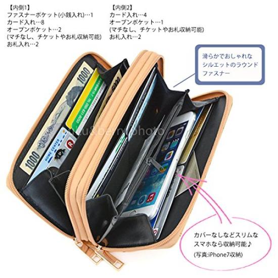 LuLu & berry Geldbörse für Damen und Herren, einfache lange Geldbörse mit zwei Reißverschlüssen und rundem Reißverschluss, Kunstleder, Pink, gesteppt, Koralle