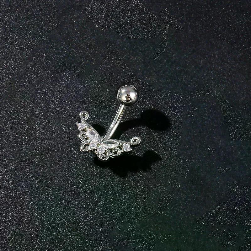 Anello Ombelico Fiore Farfalla in Acciaio Inossidabile Piercing Ombelico per Donne Ragazze Sexy Anello Piercing Ombelico Gioielli per il Corpo
