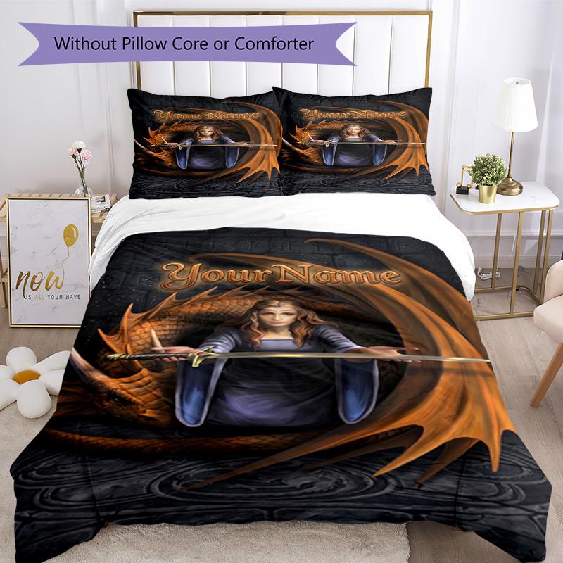Illustrazioni Gotica Personalizza il tuo nome Set Biancheria da Letto Copripiumino Traspirante con Federe Decorazione per la Casa Regalo di Compleanno