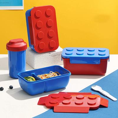 Yaratıcı Mühürlü Öğle Yemeği Kutusu Renkli Yapı Blokları Bento Kutusu Çocuklar İçin Öğrenci Taşınabilir Açık Hava Piknik Meyve Salatası Kutusu