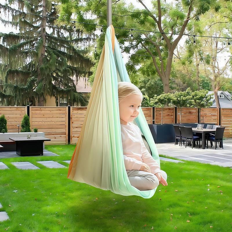 Sensory Swing Indoor Adult Sensory Swing Gradient Color Elastic Foldable Chair For Children Toddler Activities Bedroom Doorway