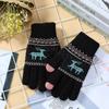 Touch Screen Winter Knitted Gloves Knitted Deer Full Finger Mittens Durable Riding Gloves  Outdoor