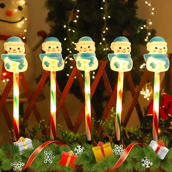 Solar Christmas Lawn Lights Santa Snowman Stake Lamps for Yard Outdoor Warm White LED Garden Lighting