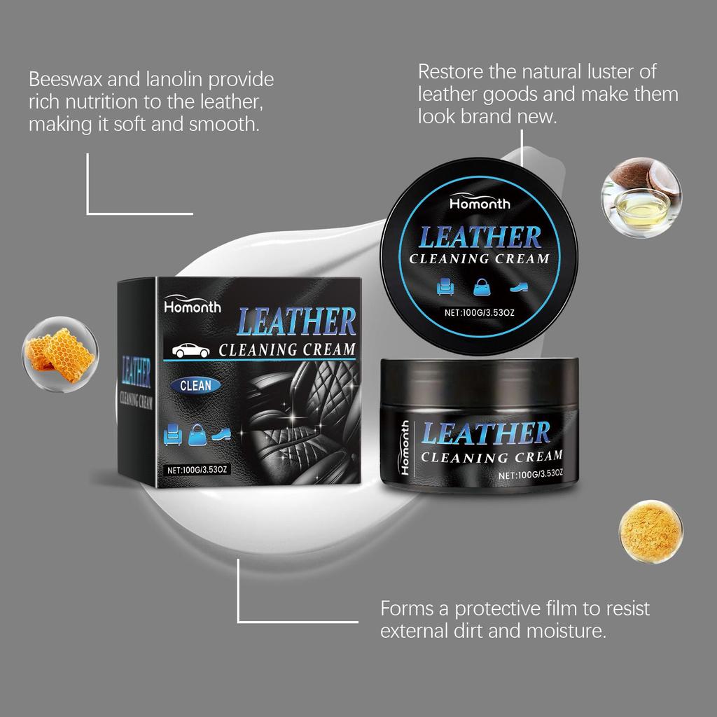100g  Car Leather Care Paste Car Interior Leather Care Stain Removal Renovation Cleaning Paste