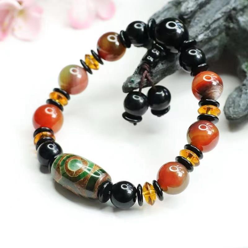 2026 Three Eyes Tibet Beads Bracelet Agate Ethnic Style Jewelry Factory Live Delivery S1122631