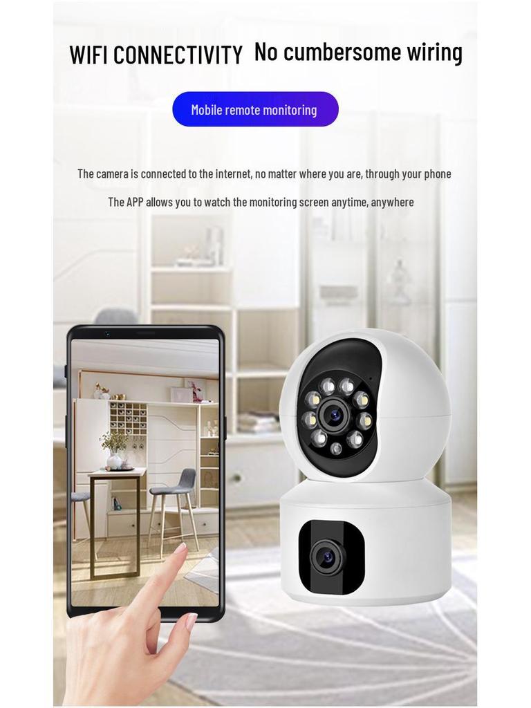 Dual-Lens 360° HD Night Vision Home Surveillance Camera with Mobile Phone Remote Access