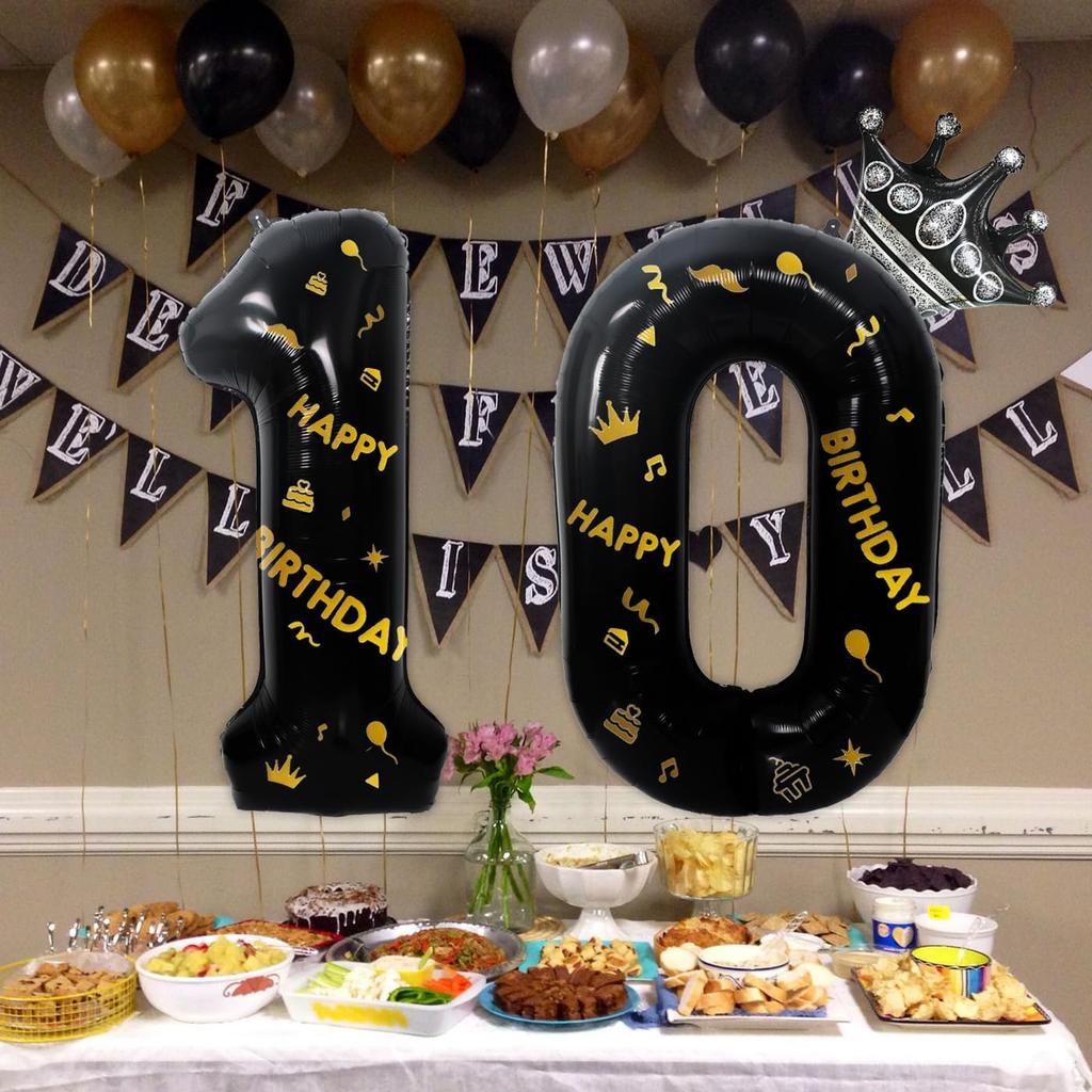 40 Inch Black Foil Balloon Number 12,Crown 12th Birthday Party Decorative Balloons,Number Large Numbers Balloon 12,Girls Boys 12th Birthday