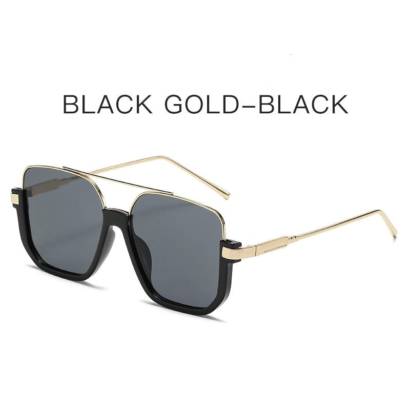 Plain Double Beam Large Frame Anti Blue Glasses Half Frame Square Ladies' New Sunglasses For Street Shooting