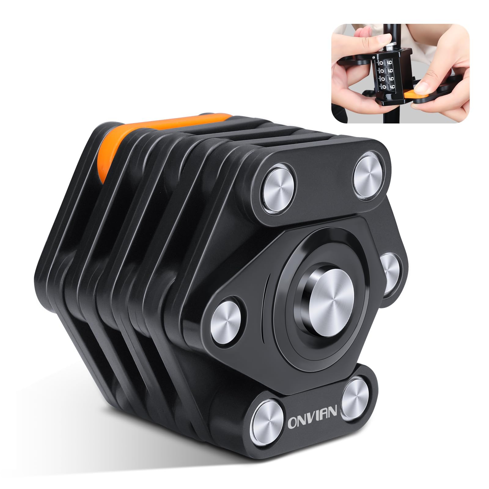 

ONVIAN Folding Wire Chain Bike Lock with Mounting for and Trailers Lock, 2.6FT Bracket, Bicycles, Scooters, E-Trikes, E-Bike чёрный