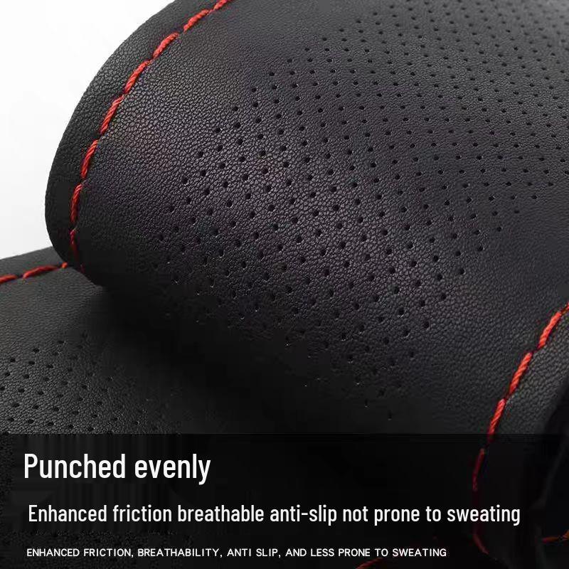 Echt Leer Lamsvel Handgestikt Stuurwielhoes - Ultradun, Zacht, Antislip, Slijtvast, Universeel voor Alle Seizoenen