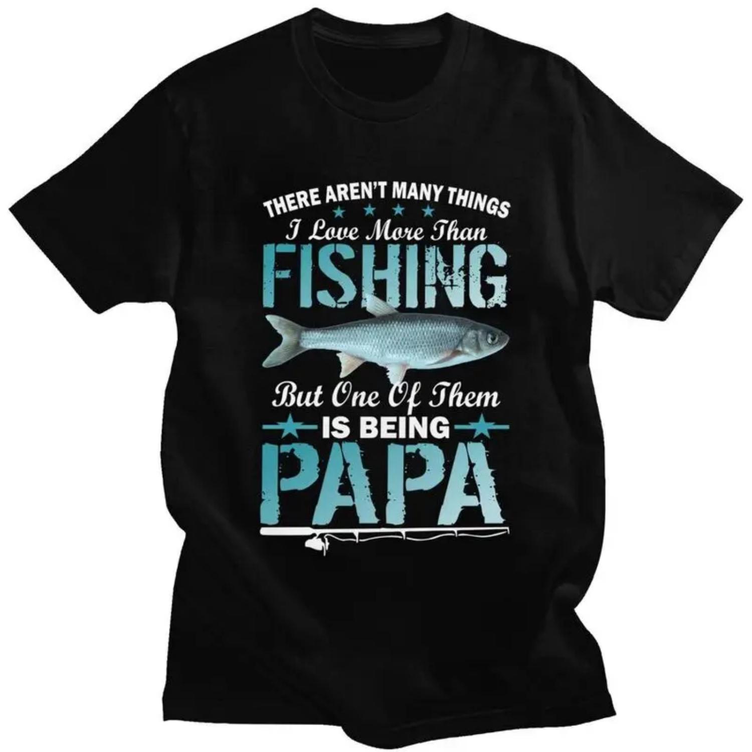 

Custom Male Fishing Papa T Shirt Short Sleeves Cotton Tshirt T-shirt Casual Dad Father s Gift Tees Slim Fit Clothing S чёрный
