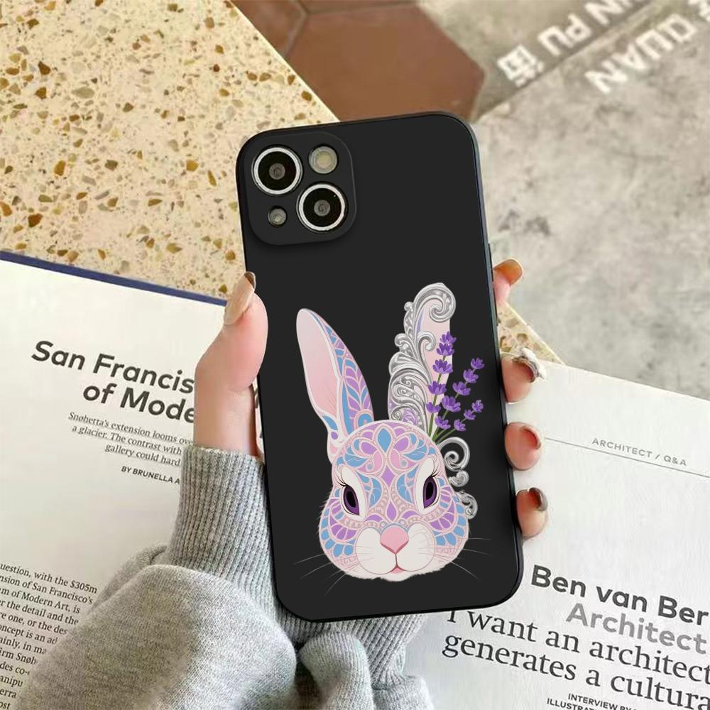 Adorned Pink Bunny Art Phone Case For Xiaomi Redmi Note 14 13 12 11 10 9 8 7 Pro Plus Protective TPU Soft Cover