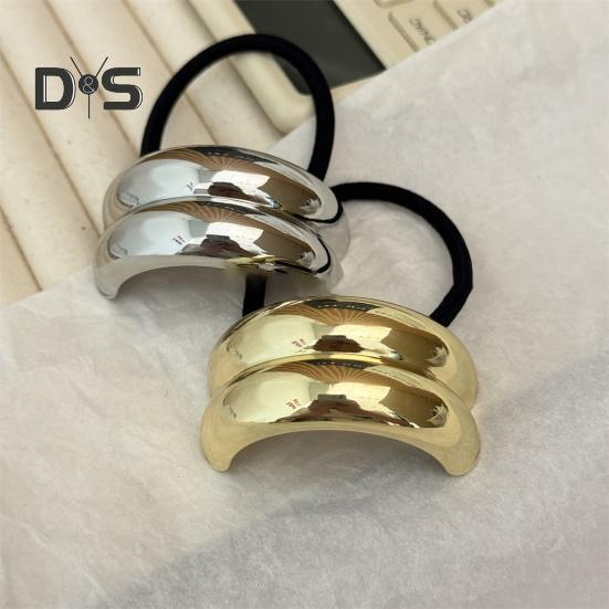 Women Headband Geometric Metal Decor High Elastic Hair Tie Versatile Styling Hair Rope Hair Accessories