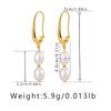 Simple Retro Long Pearl Drop Earrings 18k Gold Plated For Women