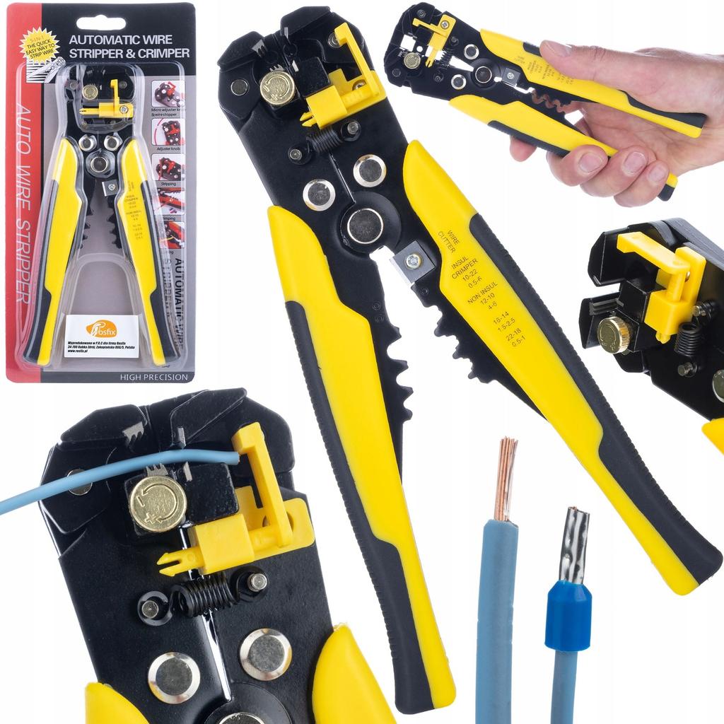 Rosfix Crimpzange für isolierte Aderendhülsen mit automatischem Abisolierer – 1200 Aderendhülsen im Set | Präzises Crimpen | Komfortable Bedienung