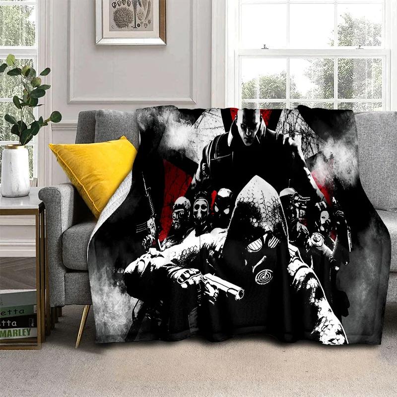 Pătură pentru jocuri 3D R-Resident Evil pentru jocuri, pătură moale pentru acasă, dormitor, pat, canapea, picnic, călătorie, birou, odihnă, pătură pentru copii
