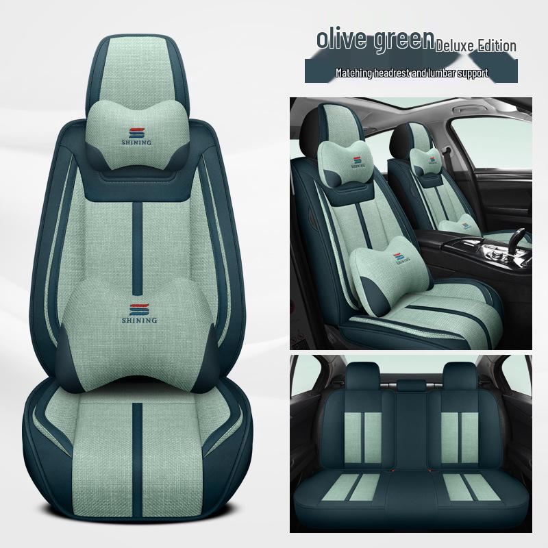 Linen Car Seat Cushion for Tiida, Qashqai, Sylphy, Teana, Sunny, Livina & Bluebird - Full Coverage