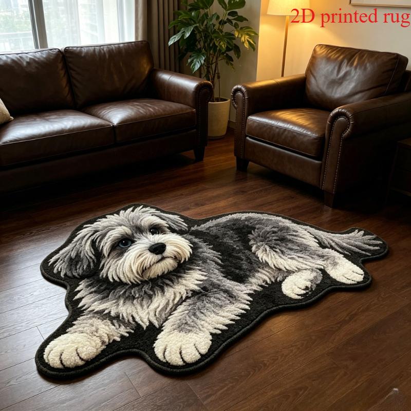 Irregular Long Pile Puppy Rug Non Slip Water Absorbent Bath Mat Soft Plush Bedroom Bedside Rug Cute Home Decor
