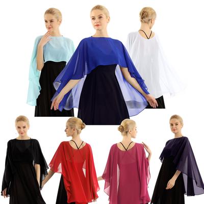 Damen-Hochzeits-Umhang aus weichem Chiffon mit hohem und niedrigem Schal, Achselzucken, Braut-Wraps, Abend-Hochzeits-Vertuschung