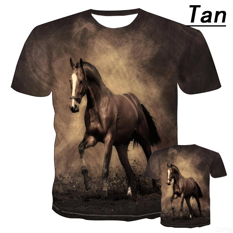 2025 New Versatile New Fashion 3D Men's Horse Graphic Print T-Shirt Harajuku Fashion Top Loose