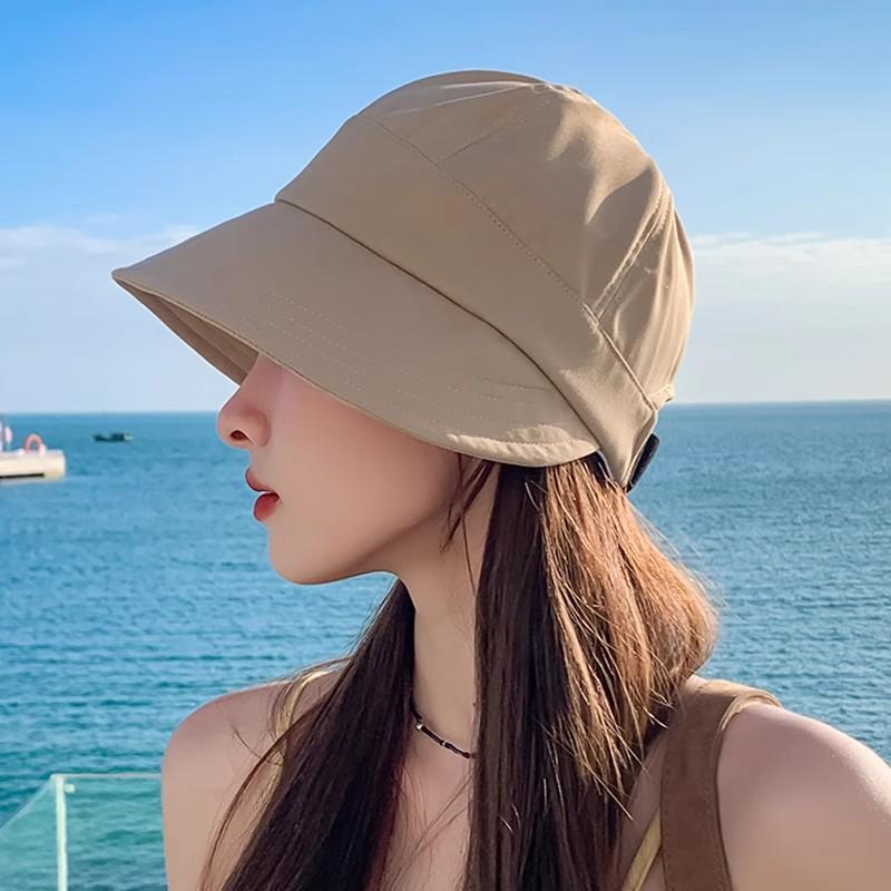 

Foldable Bucket Hat for Women Spring Summer UV Protection Wide Brim Hat Female Fashionable Outdoor Sunshade Cap Adjustable хаки