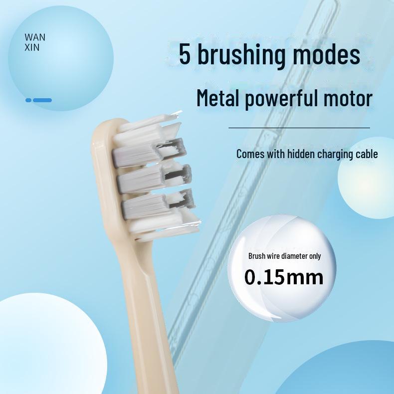 Magnetic Levitation Electric Toothbrush with 5 Modes, 5 Replacement Soft Bristle Heads, and Hidden Charging Cable for Adults