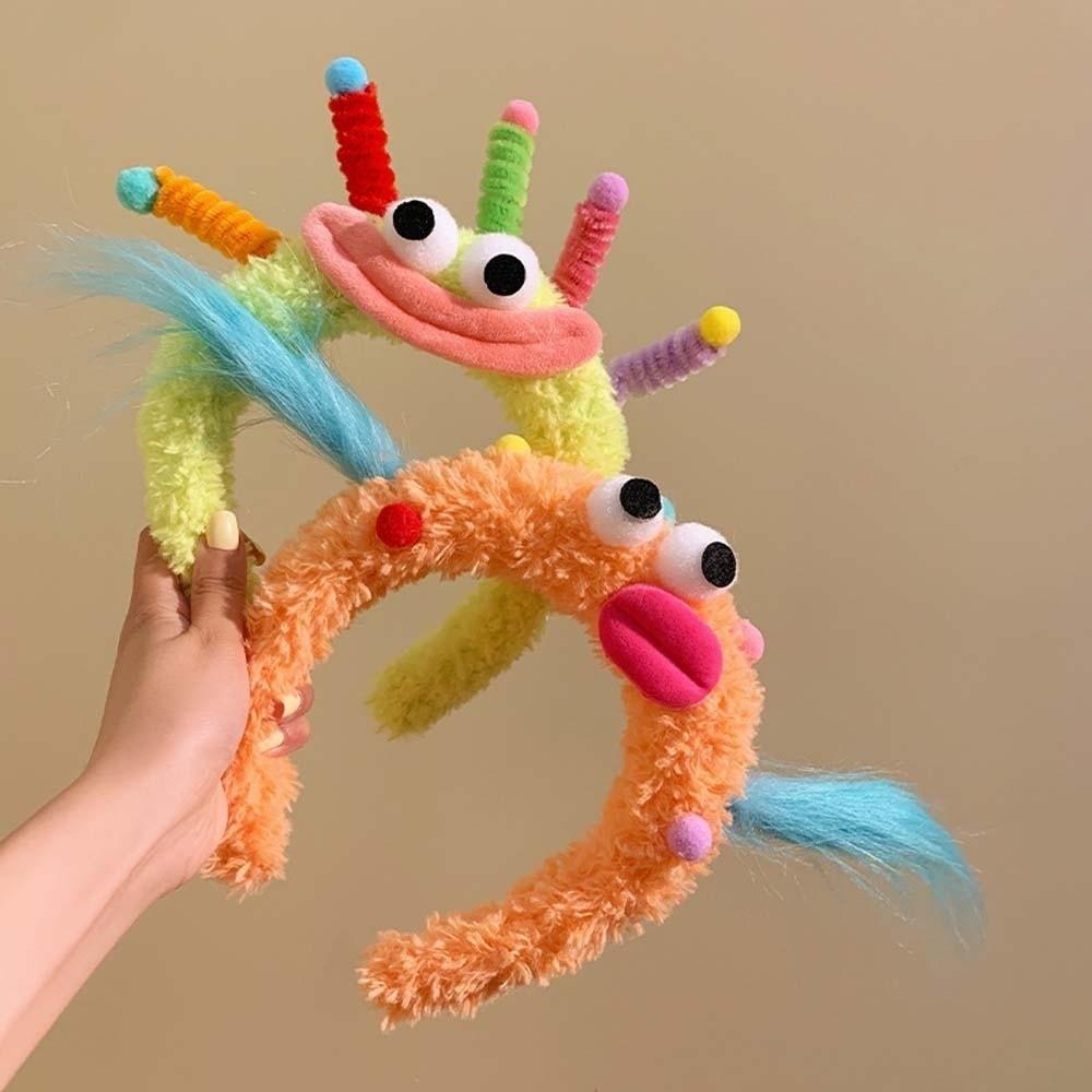 Colorful and Vibrant Adorable Hair Hoop Wacky Girls Cartoon Hairband Big Eyes Plush Headband  Women