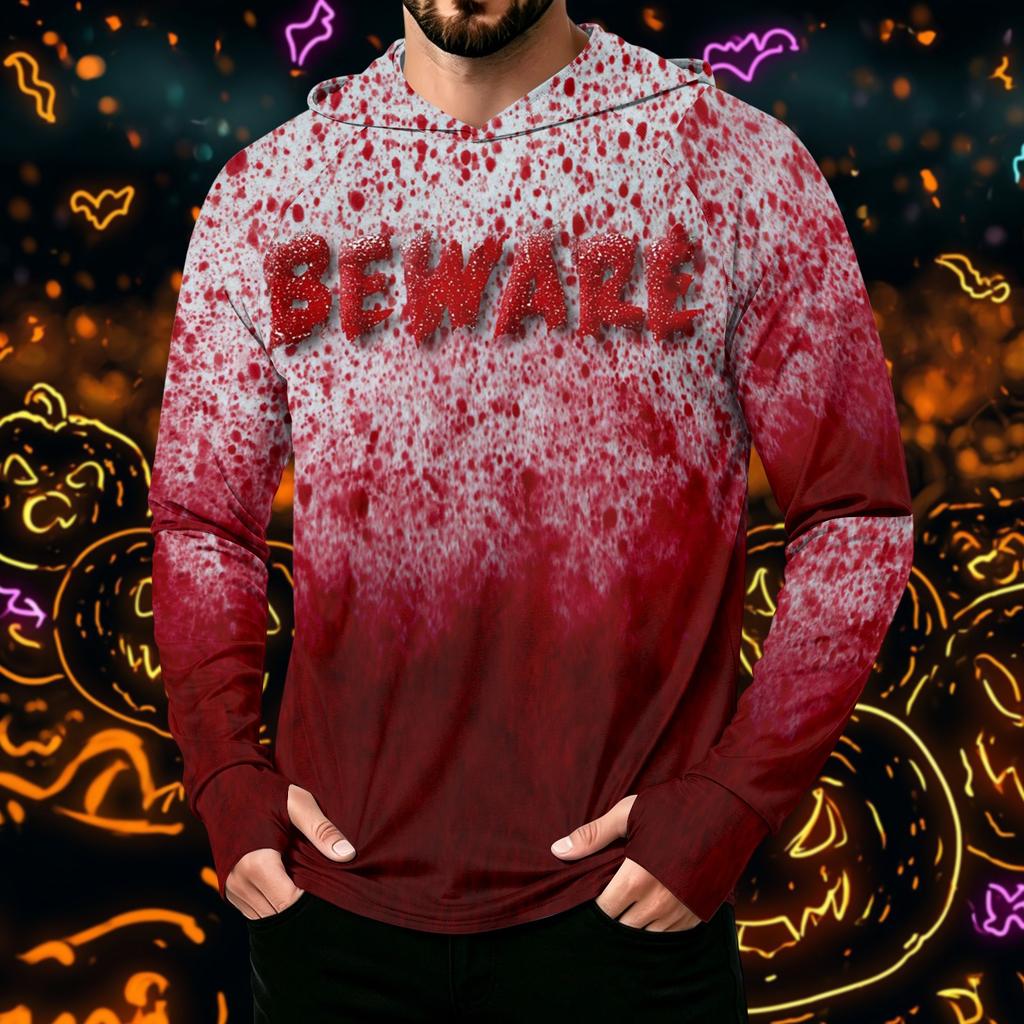 Men's Long Sleeve Hoodie with Sun Halloween Print Pullover