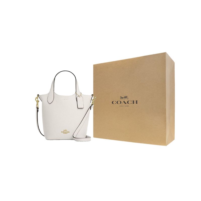 Coach Hanna 17 Magnetic Closure Logo Leather Bucket Bag Women handbags Chalk-White CR168-IMCHK