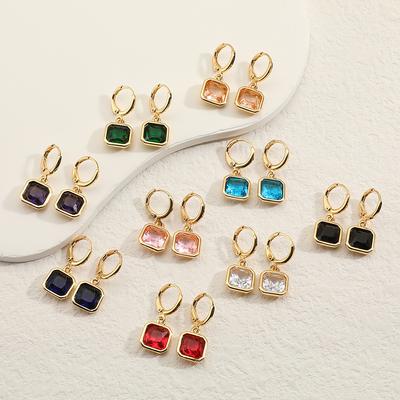 Square Zircon Drop Earrings New Women Fashion Jewelry Temperament Earrings Wild Personality Stud Earrings