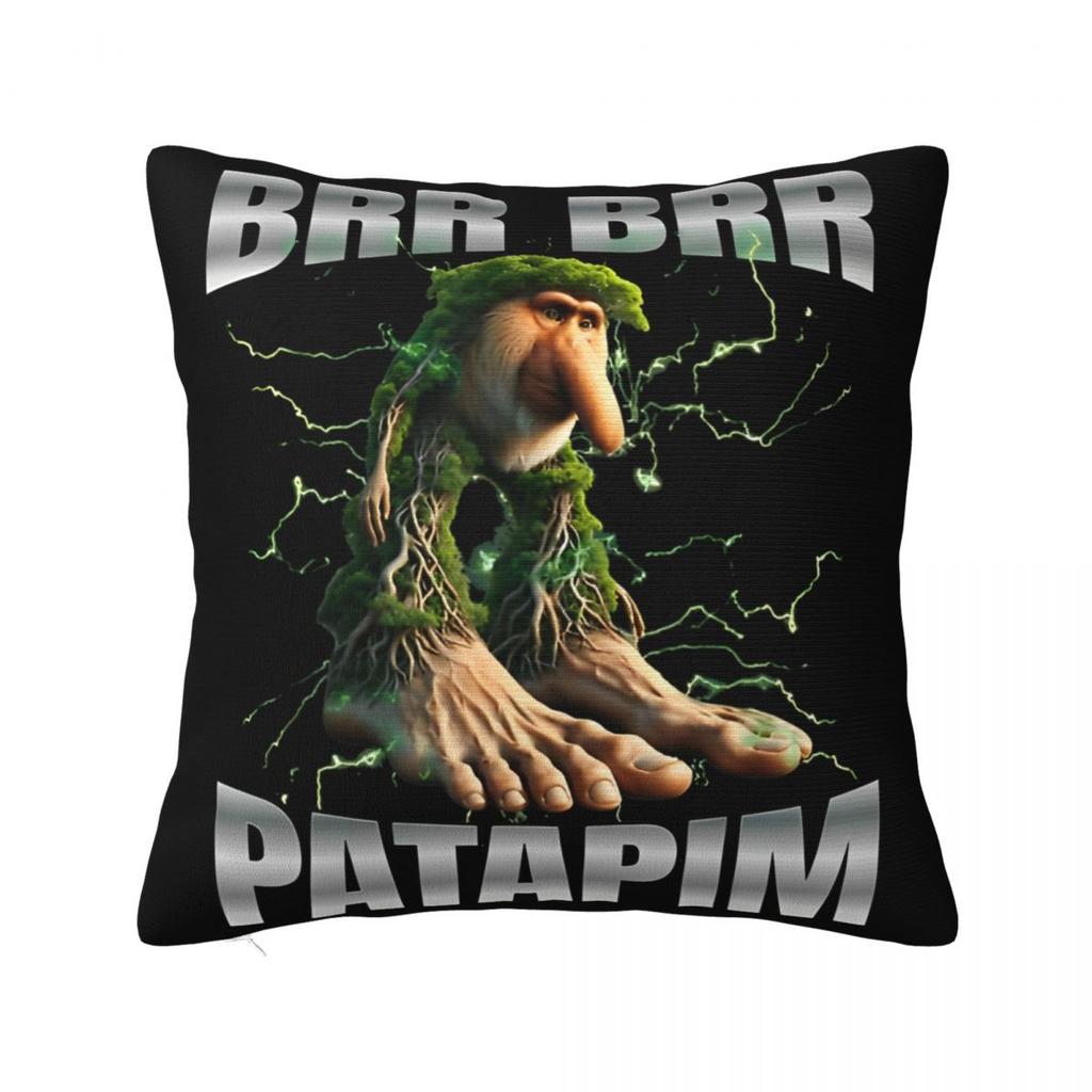 Brr Brr Patapim Italian Brainrot Pillowcase Polyester Cushion Cover Decor Meme Throw Pillow Case Cover Home Square 40X40cm